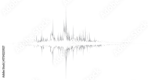 Sound wave vector illustration. Digital audio waveform for music or voice. Abstract pulse signal graphic with frequency and amplitude. Monochrome soundwave with reflection design.