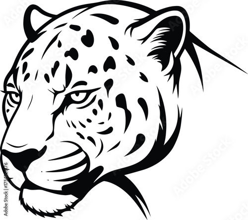 Bold black and white jaguar head illustration