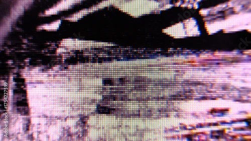 Screen TV Glitch Error - Signal Disturbance Broken Monitor,  VHS static noise glitch overlay
