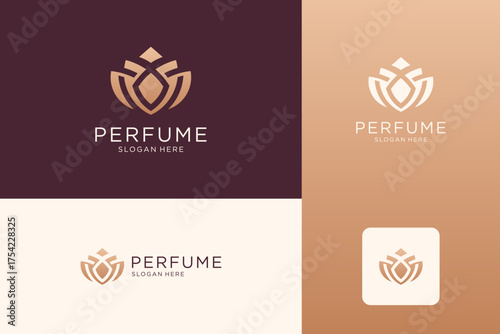 Luxury perfume logo design. Elegant initial letter M logo template.