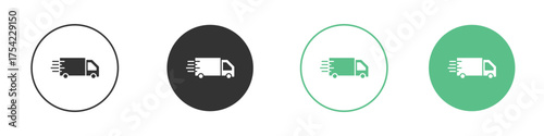 Fast shipping delivery truck icon element for designs