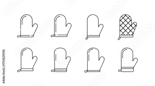 Vector art of oven glove icons set