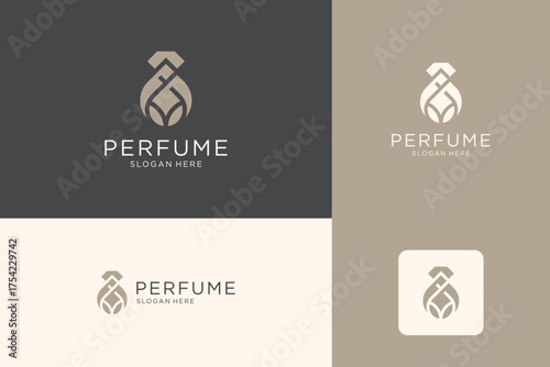 Luxury perfume logo design. Elegant initial letter M logo template.