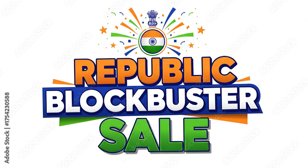 custom made wallpaper toronto digitalRepublic Day of India shopping and advertisment concept. Blockbuster sale offer, deal discount, web banner poster and logotype.