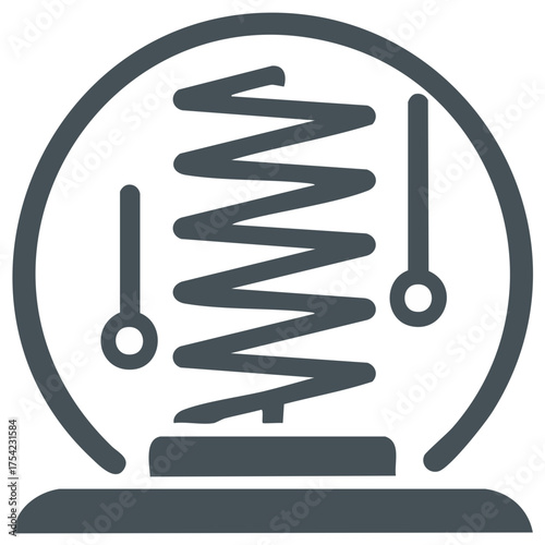 Mechanical device graphic icon, spring, pendulum, circle