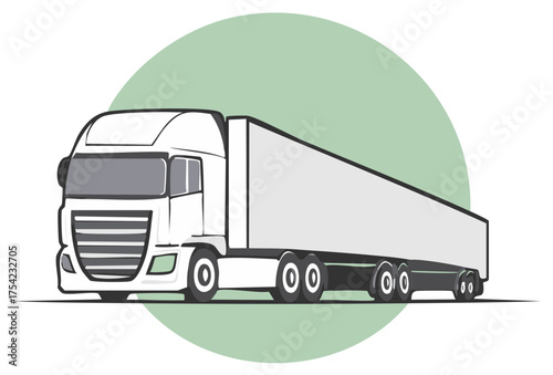 Commercial semi truck with trailer illustration for logistics and freight transportation services