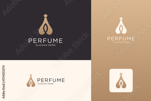 Luxury bottle perfume logo design template.