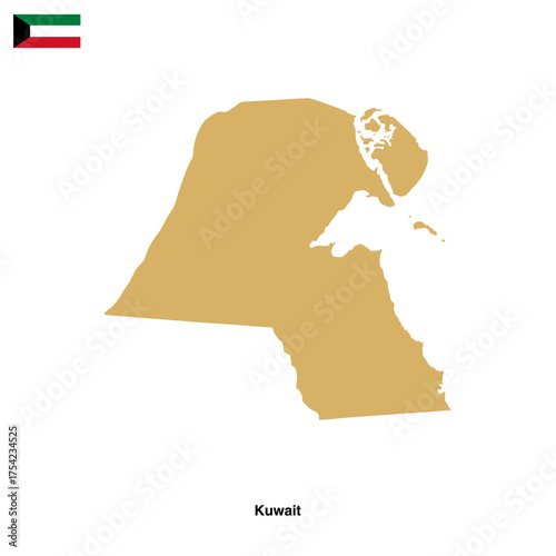Kuwait country map isolated on transparent background