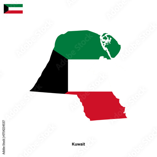Kuwait country map isolated on transparent background