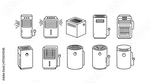 Vector art of air purifier icons set