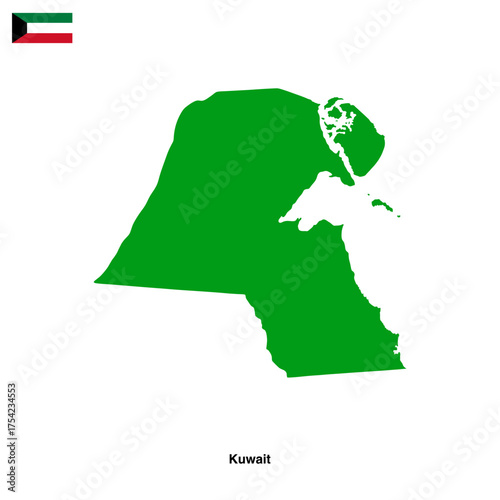 Kuwait country map isolated on transparent background