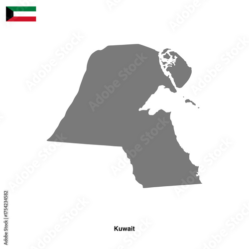 Kuwait country map isolated on transparent background