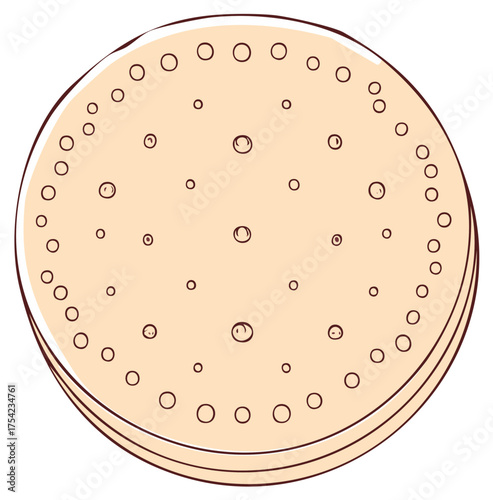 Hand drawn round water cracker or biscuit snack food illustration