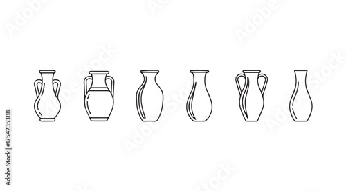 Vector art of vases isolated on white