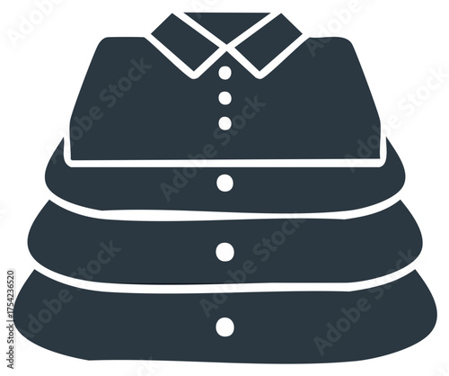 Iconic illustration of a clean stack of folded dark shirts for clothing and laundry concepts