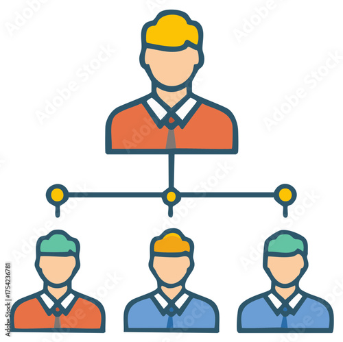 Hierarchical structure of leadership and employees representing team organization concept icon