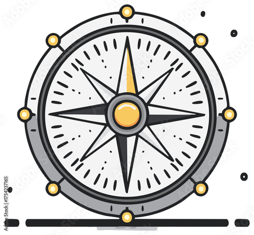 Compass Rose Directional Tool Navigation Instrument Symbol Icon Cartography