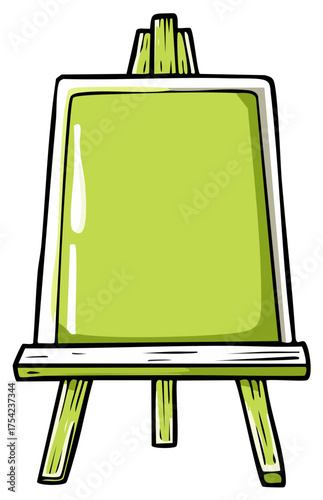 Cartoon Style Green Easel with Blank Space for Art or Menu Display