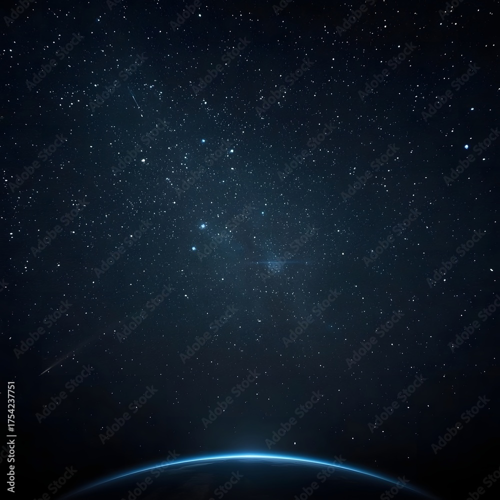 Obraz premium space wallpaper showing stars meteors and faint Earth outline