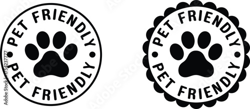 Black and White Pet Friendly Graphic with Paw Print Symbolizes Welcoming Animal Establishments for Pets and Showcasing Dog Paw Inclusion