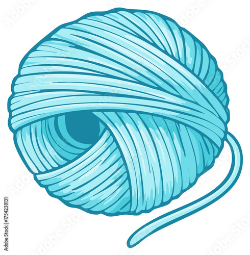 Light Blue Yarn Ball Illustration for Crafting and Hobby Projects Design Element Fiber Knitted Supplies