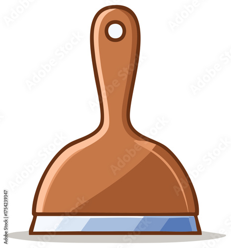 Cartoon Illustration of a Brown Handled Paint Scraper with Metal Blade for Home Renovation Tasks