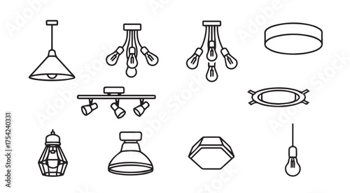 Vector art of ceiling lamps