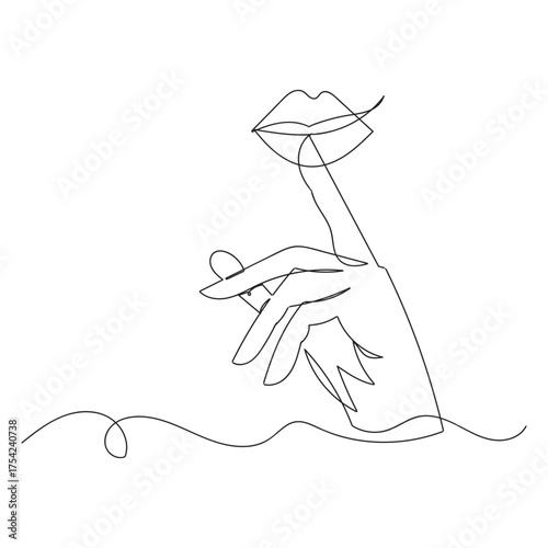 Continuous line drawing vector black line icon for quiet