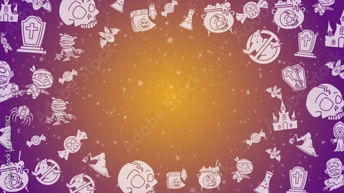 Doodle halloween icons skulls ghosts and zombies pattern. Provide a fun spooky season vibe. Loop simple animation