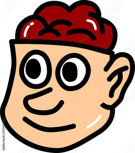 Brain head hand drawn icon