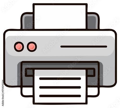 Compact Office Printer Printing A Document With Paper Outputting From It Icon