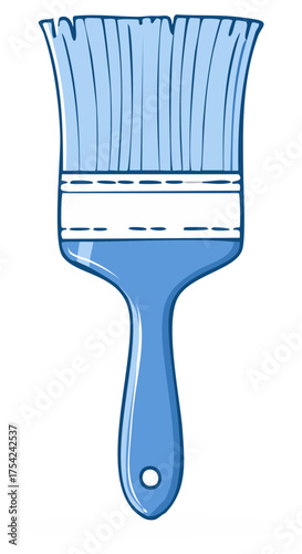 Simple blue paint brush drawing with a hole in the handle