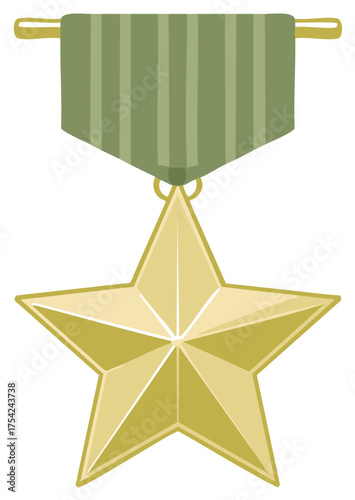 Illustration of a military medal with a star for bravery and valor