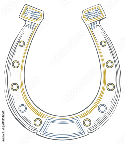 Rustic horseshoe line art vector illustration, a classic symbol of luck and good fortune