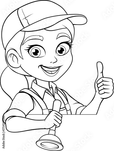A woman female plumber hold...