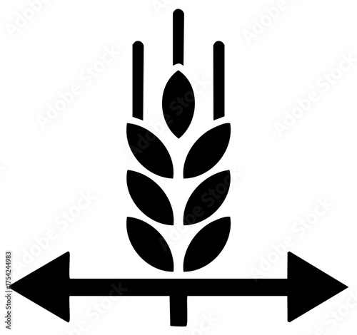 Grain Ear with Double Arrow Symbolizes Crop Yields and Production Processes