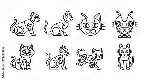 Vector art of robot cat icons
