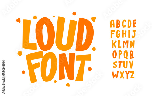 Joyful cartoon alphabet, playful bouncy letters, cheerful kid loud font for party logo, school headline, fun summer design, friendly toy typography, energetic creative lettering. Vector typeset