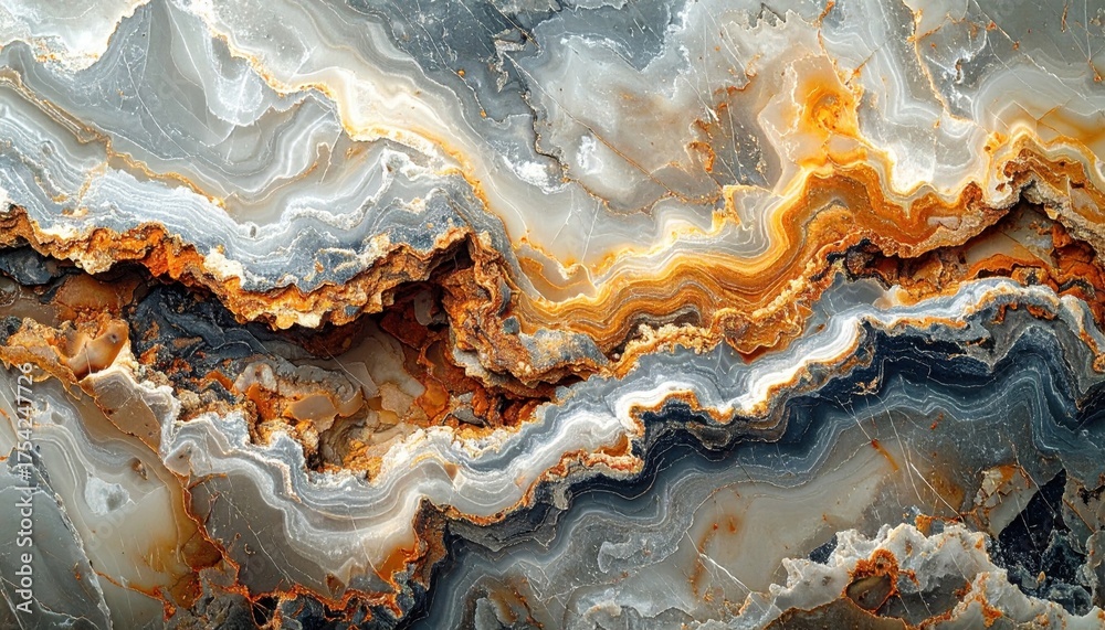Obraz premium Abstract geological formation with layered textures and vibrant colors, showcasing natural mineral patterns