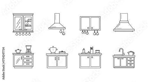 Vector art of kitchen icons on
