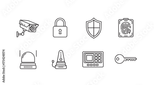 Vector art of security icons on white