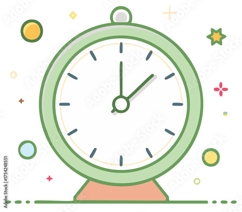 Stylized Alarm Clock Time Icon Illustration Timepiece Vintage Analog Style Reminder Timer Isolated