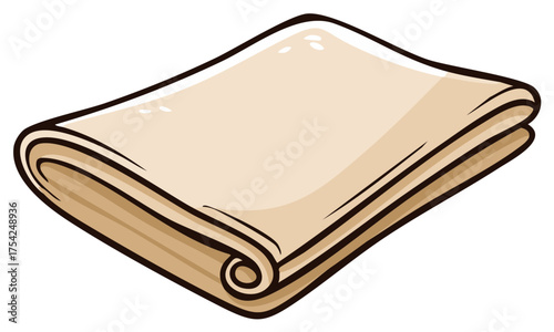 Cartoon illustration of a folded sheet of raw pastry dough or pliable clay