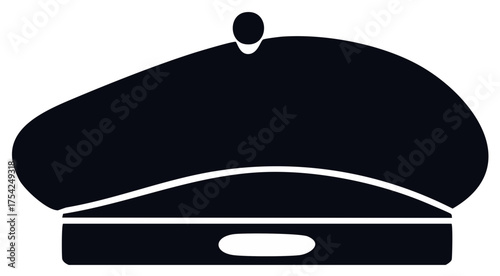 Black beret hat icon traditional French headwear silhouette classic fashion accessory