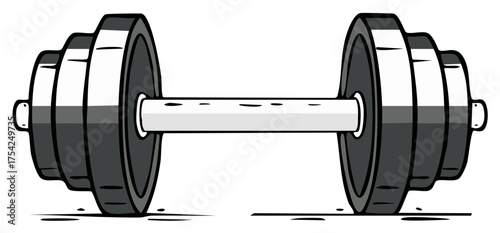 Weightlifting Dumbbell Illustration Featuring Weights and Barbell Equipment