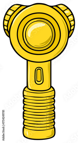 Bright yellow stylized cartoon illustration of a musical instrument tuning peg