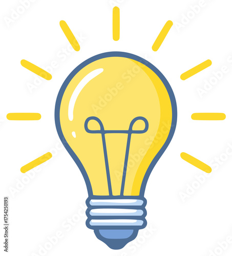 Cartoon Light Bulb Shining Bright Representing New Ideas Inspiration and Solutions