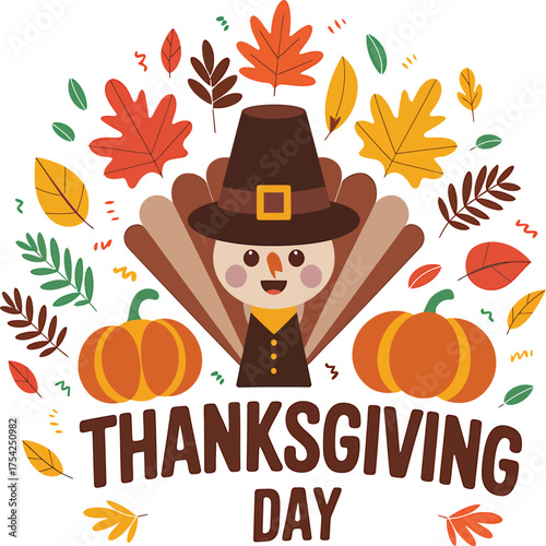 Thanksgiving Day Vector Illustration Graphic T-Shirt Design Cut File