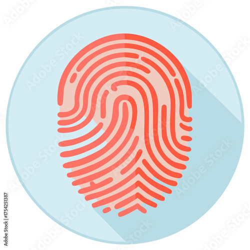 Fingerprint Scan in Circle Icon Graphic Represents Human Identity Authentication and Privacy Technology