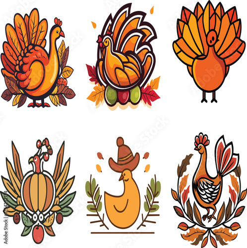 Thanksgiving Day Logo for T-Shirt Design Vector Illustration